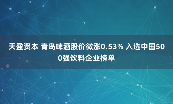 天盈资本 青岛啤酒股价微涨0.53% 入选中国500强饮料企业榜单