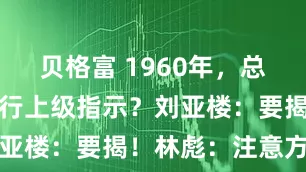 贝格富 1960年，总政有人不执行上级指示？刘亚楼：要揭！林彪：注意方式